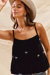 SO ME Holiday Velvet Ribbon Rhinestone Christmas Top OutfitFlow